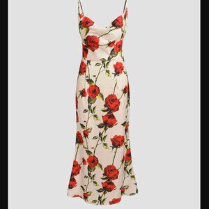 CIDER Women's Satin Maxi Slip Dress Cowl Neck Multicolor Small Forgotten Rose